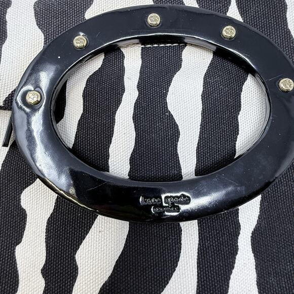 Vintage Kate Spade Y2K Zebra Print Canvas Handbag Foldable Top Design - Picture 6 of 7
